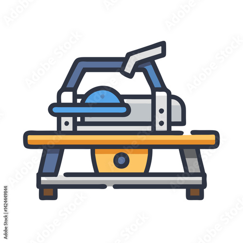 Table saw illustration, woodworking, carpentry tool icon