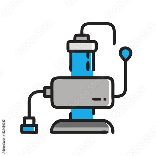 Cartoon Depiction of an Evaporator Unit on Black Background