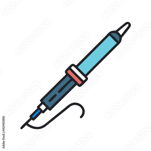 Illustration of a soldering iron on a black backdrop