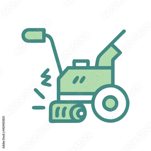 Illustrative green snow blower, winter equipment icon design