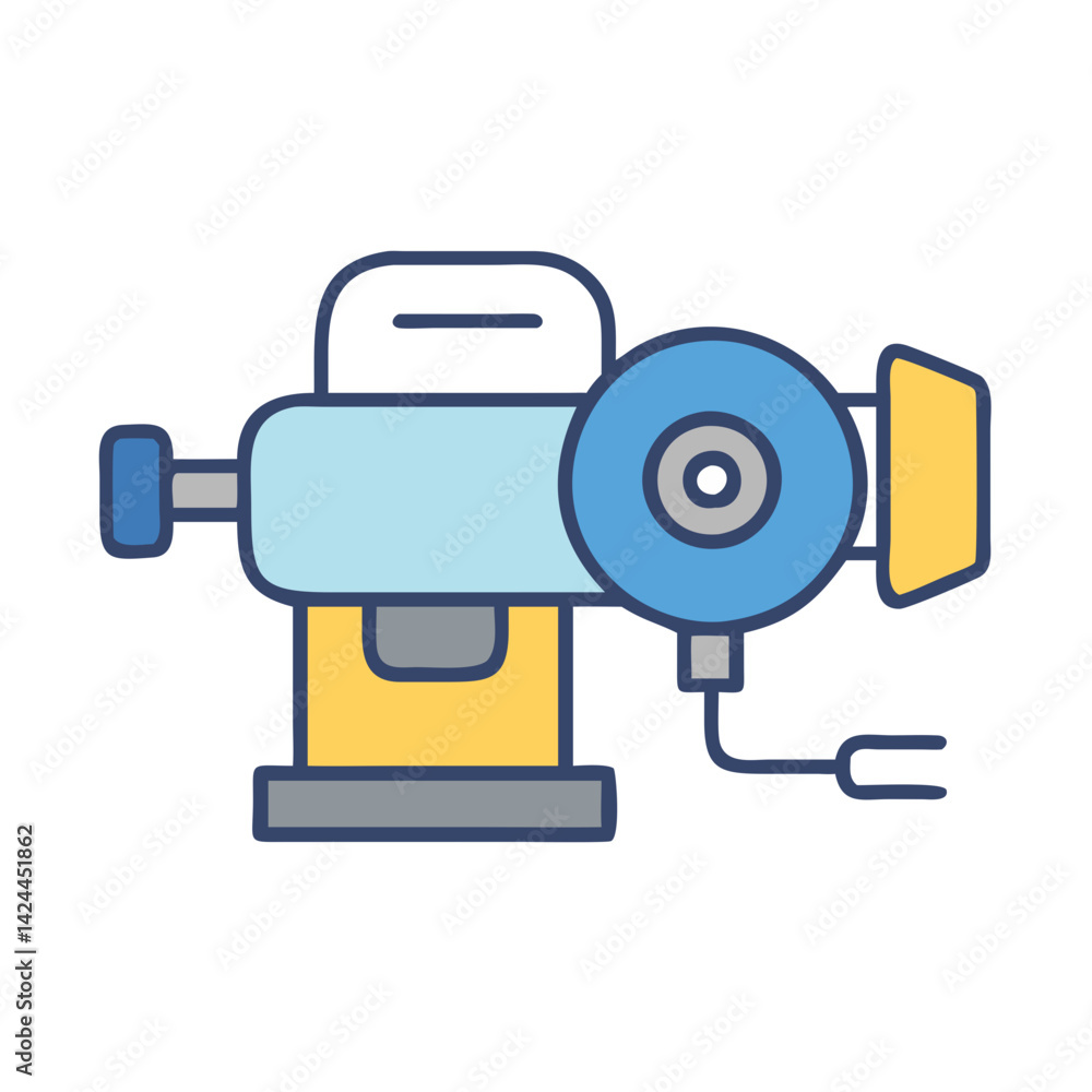 Colorful Illustration of a Bench Grinder Power Tool Colorful Illustration of a Bench Grinder Power Tool