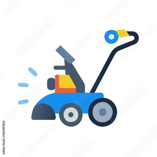 Vector Illustration of a Snow Blower on Black Background