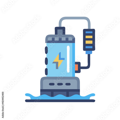 Water Pump Icon: Industrial Pumping with Lightning Bolt
