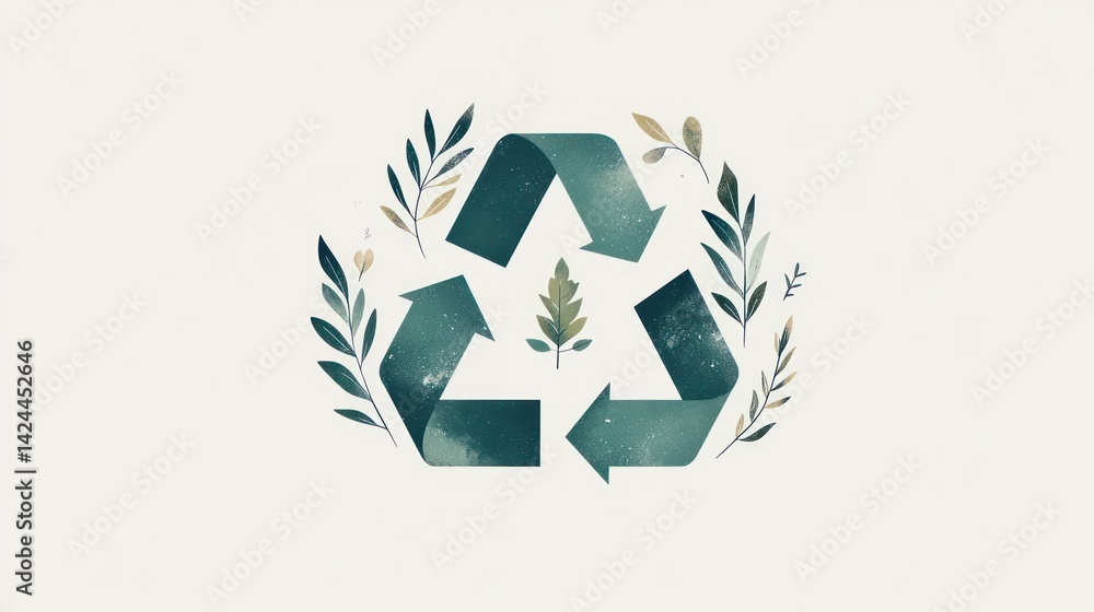 Recycled arrows, leaves, space; eco-friendly concept Recycled arrows, leaves, space; eco-friendly concept