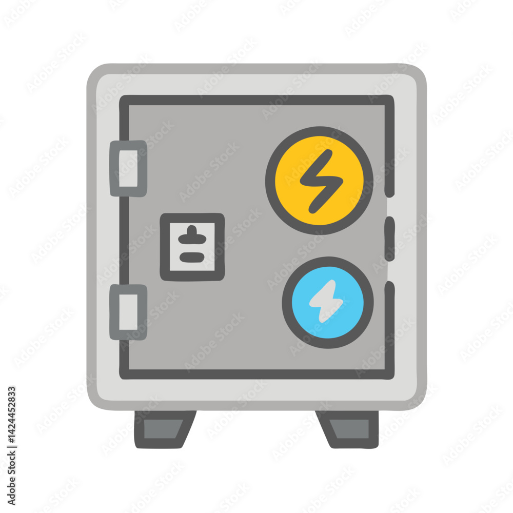 Electrical Panel Icon with lightning bolts safety concept Electrical Panel Icon with lightning bolts safety concept