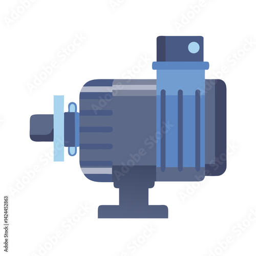 Stylized Blue Water Pump with Black Background Image