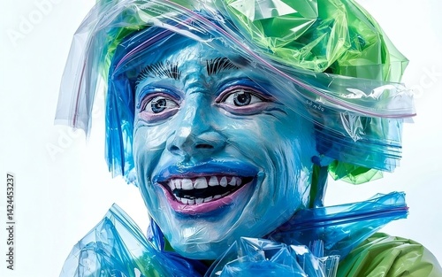 Smiling Face Embedded in Plastic Bags