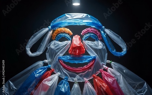 Smiling Face Embedded in Plastic Bags