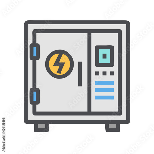 Electrical control cabinet, panel vector icon illustration design