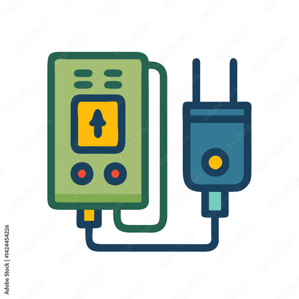 Electric Wall Heater Vector Illustration with Plug and Cord Electric Wall Heater Vector Illustration with Plug and Cord