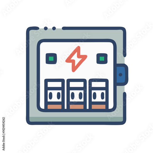 Cartoon style electrical panel or breaker box illustration
