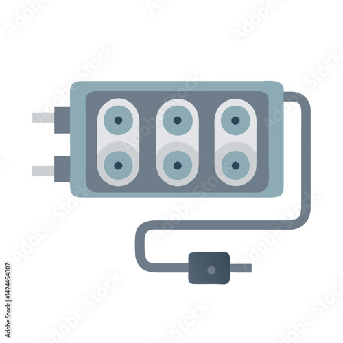 Vector Illustration of Surge Protector Power Strip on Black