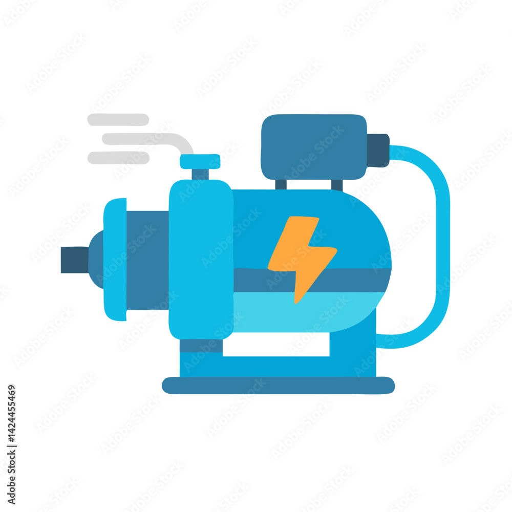Blue electrical water pump illustration on black background Blue electrical water pump illustration on black background