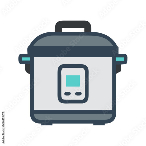 Modern electric pressure cooker on black background illustration