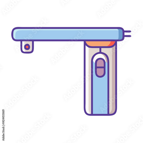 Stylized handheld dental water flosser illustration on black