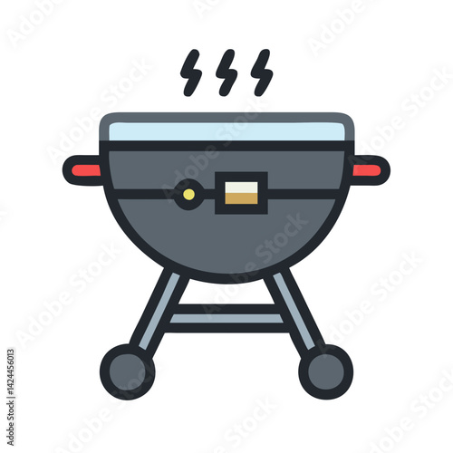 Cartoon Style Charcoal Grill For Barbecue Isolated Icon