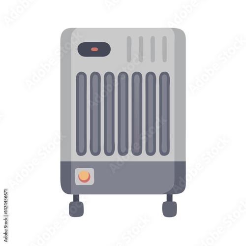 Gray Oil Heater Radiator on Black Background Vector Graphic