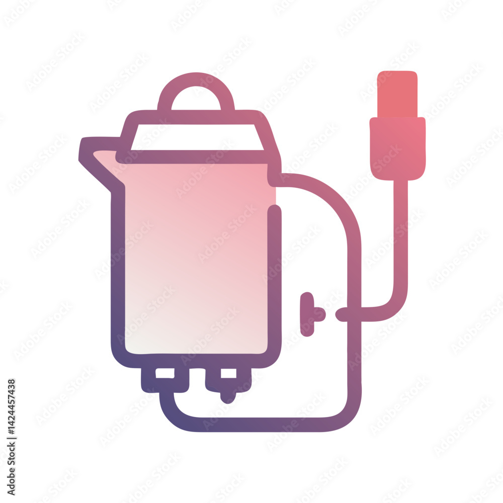 Icon of electric kettle with plug in gradient Icon of electric kettle with plug in gradient