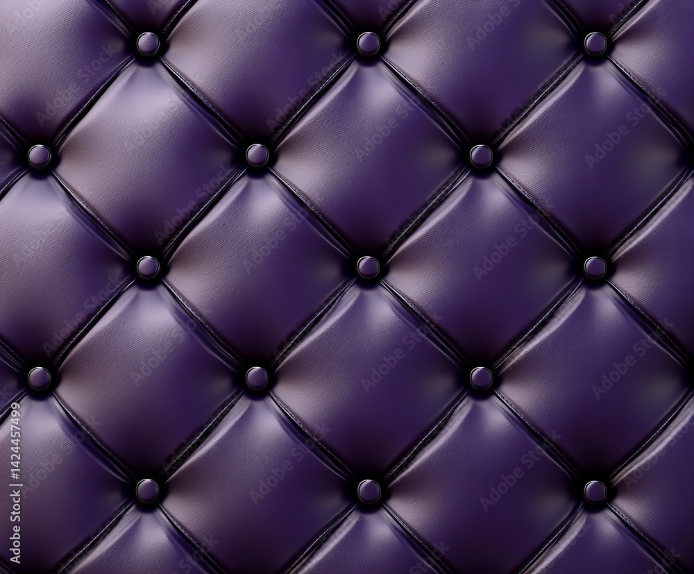 Quilted Violet Leather Upholstery with Button Accents Showing a Luxurious Pattern Detailed Interior Design Background Quilted Violet Leather Upholstery with Button Accents Showing a Luxurious Pattern Detailed Interior Design Background