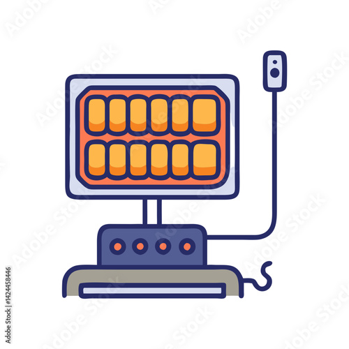 Compact space heater icon with plug and control
