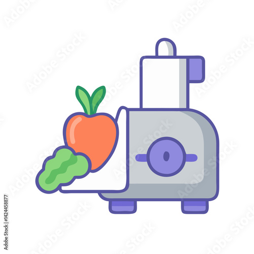 Juicer icon extracting healthy juice, cartoon style vector