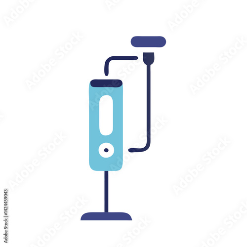 Blue immersion blender illustration on black background design