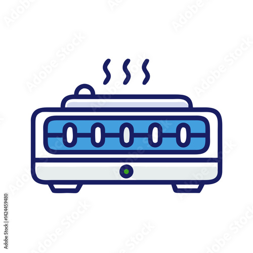 Modern Flat Illustration of a Steaming Food Warmer