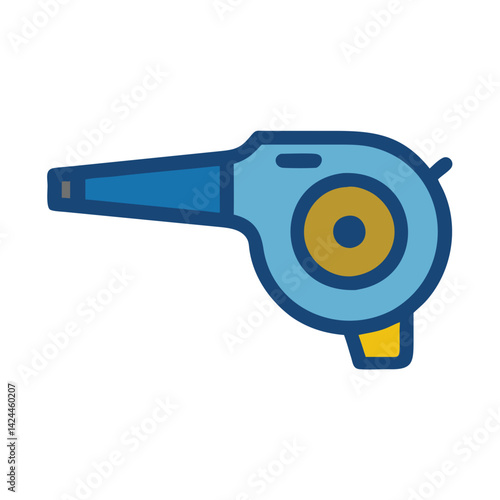Illustration of a blue and yellow leaf blower