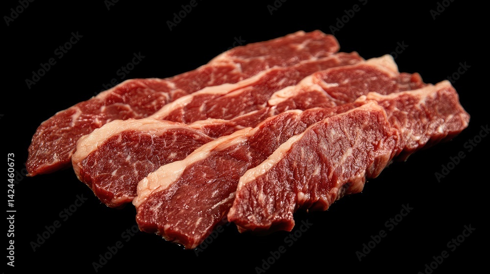 Obraz premium Juicy rare steak sliced to show warm red center with light seared edges.