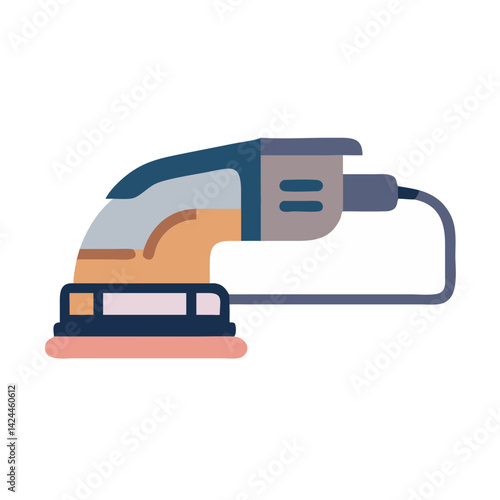 Flat illustration of random orbital sander on black background