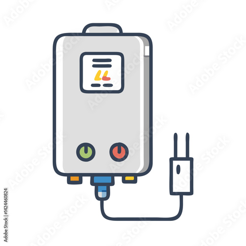 Tankless Water Heater Vector Icon for Plumbing Services