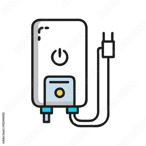 Compact Instant Water Heater Icon Isolated on Black