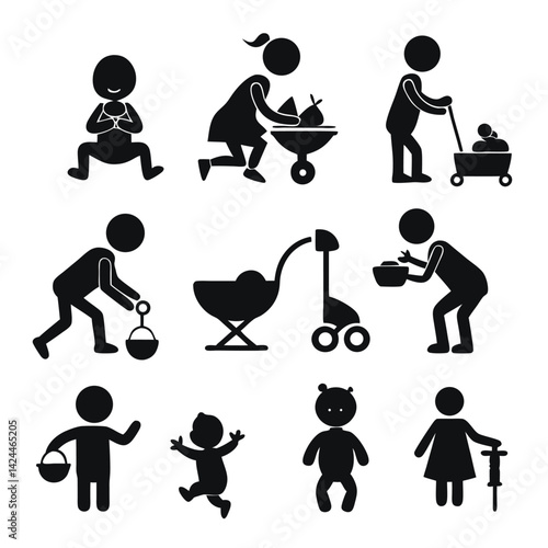 Simple Pictogram Set of Parents and Babies Activities