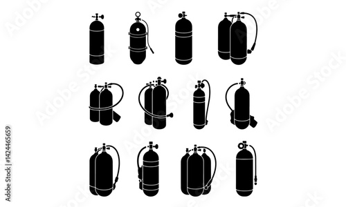 oxygen scuba tank for diving silhouette