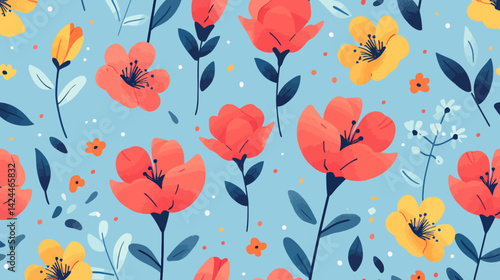 seamless pattern with flowers tropical background 