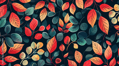 seamless pattern with leaves tropical background 