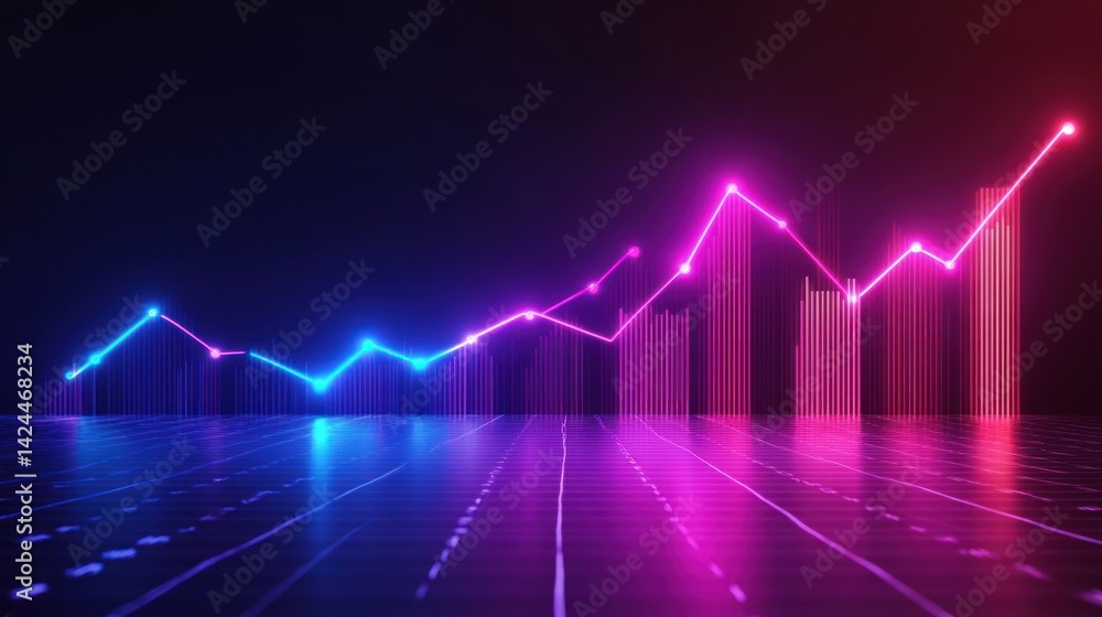 Neon Stock Market Growth: Abstract Financial Chart Visualization Neon Stock Market Growth: Abstract Financial Chart Visualization