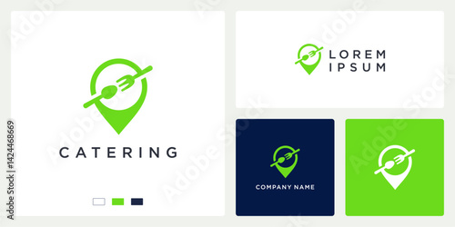 Catering map logo design template