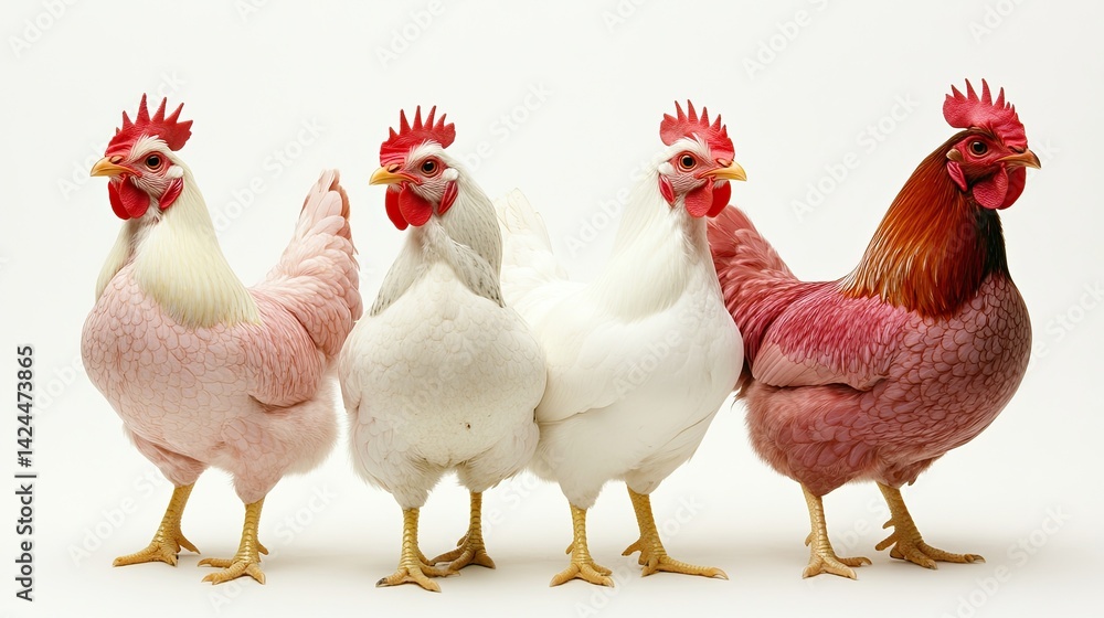 Fototapeta premium Visual ripeness guide for poultry with red, pink, and white color-coded examples.