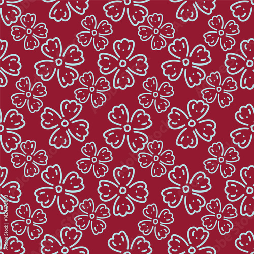 Wallpaper Mural Vintage Floral patterns seamless background border embroidery ethnic batik retro. Flower motifs paisley batik. Blue silhouette watercolour flowers ikat design hand drawn. Vector illustration Torontodigital.ca
