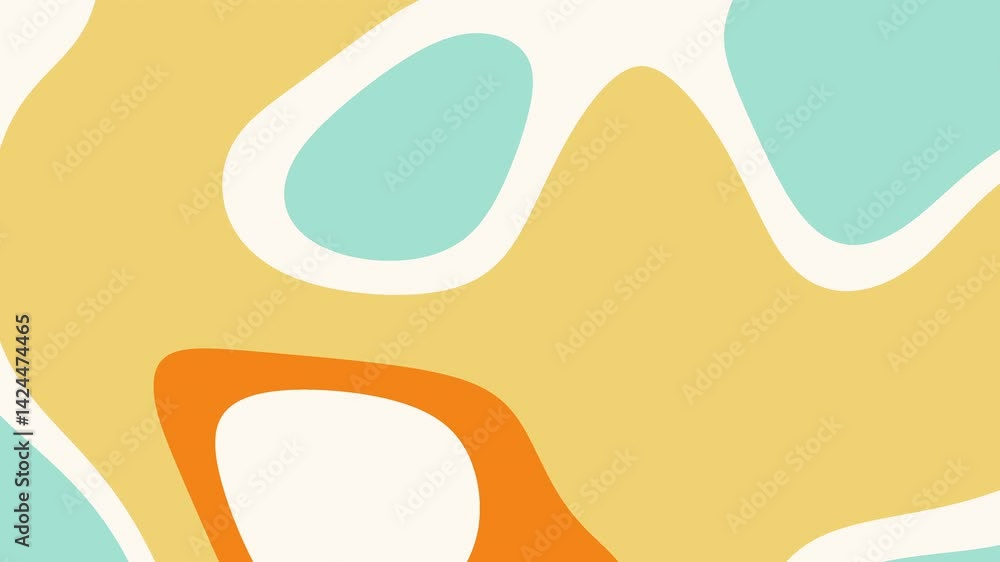 Abstract background with layered orange, yellow, and light teal organic shapes. The animation creates a calming, tranquil motion Abstract background with layered orange, yellow, and light teal organic shapes. The animation creates a calming, tranquil motion