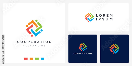 Cooperation people logo design template