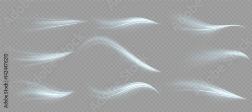 Neon drill line swirls in sci-fi light tunnel. Cold winter wave spreads gently in airy formation. Snow gust effect floats across transparent Christmas scene. Blue glow mimics conditioner air stream
