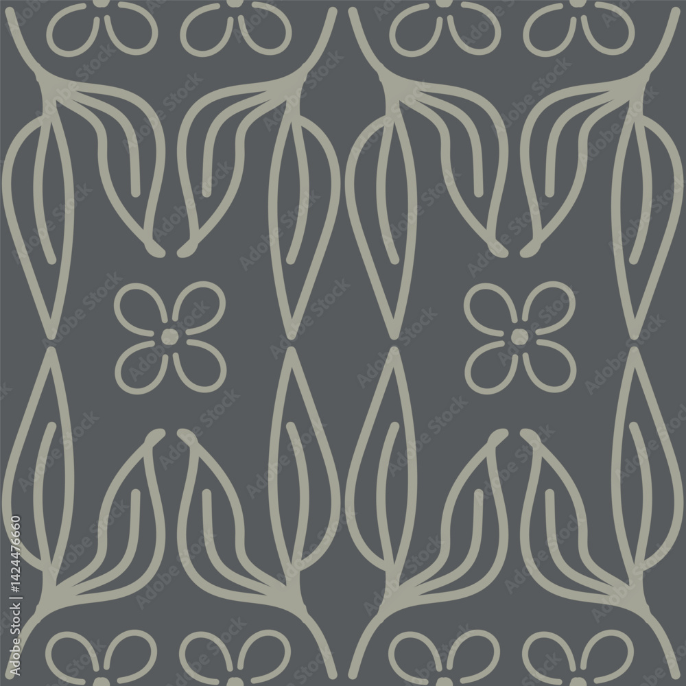 Fototapeta premium Vintage seamless floral pattern background, abstract leaf flower.