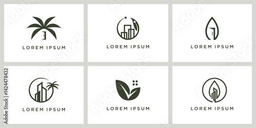 Set of housing leaf logo