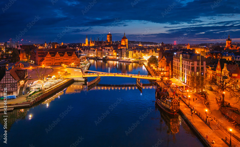 The Main Town of Gdansk at beautiful dusk. Poland