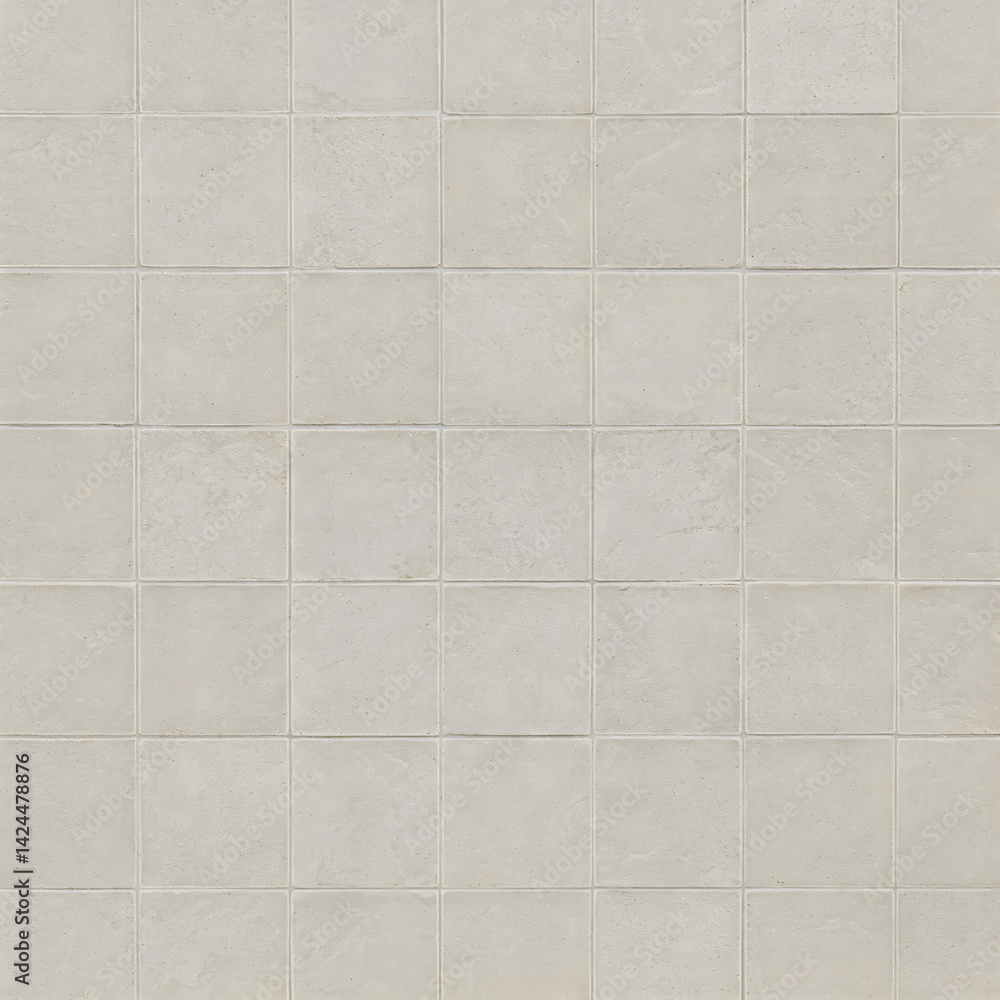 Naklejka premium Symmetrical arrangement of matte square light beige tiles