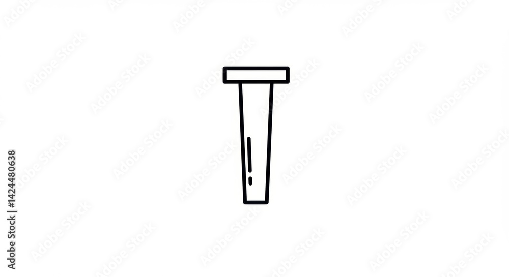 Simple T-shaped Object: Minimalist Line Art on White. Simple T-shaped Object: Minimalist Line Art on White.