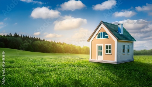 Wallpaper Mural dream house on green grass perfect home in nature real estate and property concept Torontodigital.ca