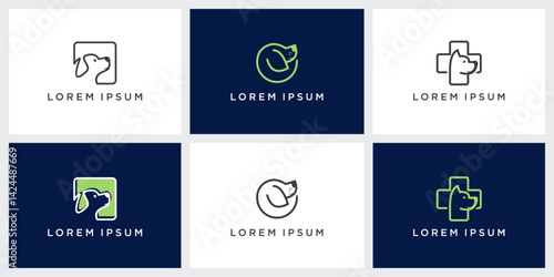 Set of puppy logo design template
